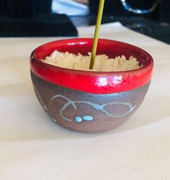 incense bowl red